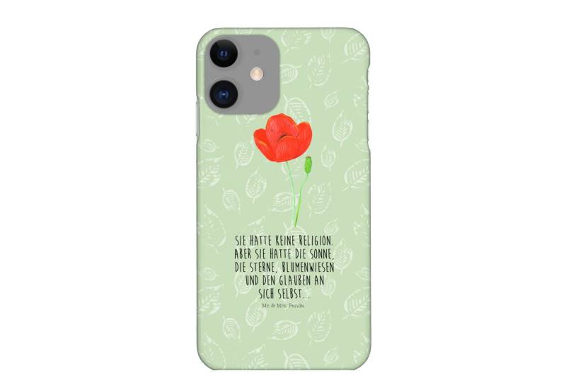 Mr. & Mrs. Panda Handyhülle Blume Mohnblume - Blattgrün - Geschenk, Handyhülle, Iphone 11, Naturl von Mr. & Mrs. Panda