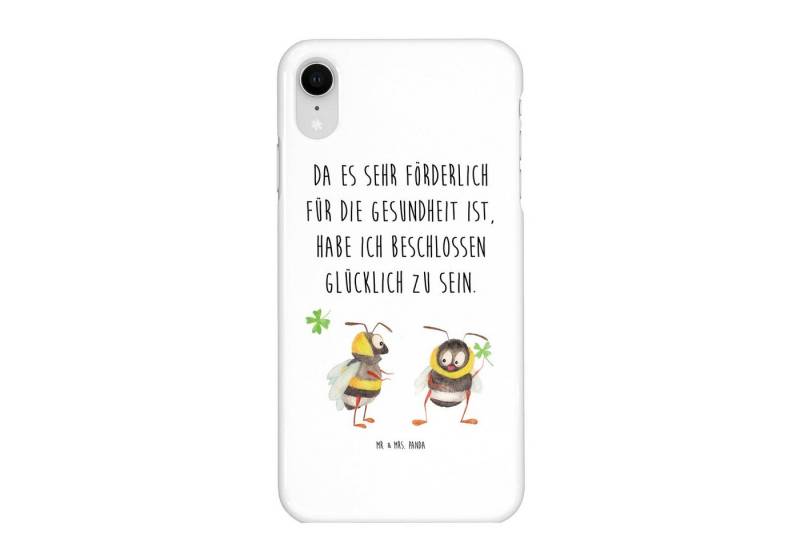 Mr. & Mrs. Panda Handyhülle Hummeln mit Kleeblatt - Weiß - Geschenk, glücklich werden, Biene Deko von Mr. & Mrs. Panda