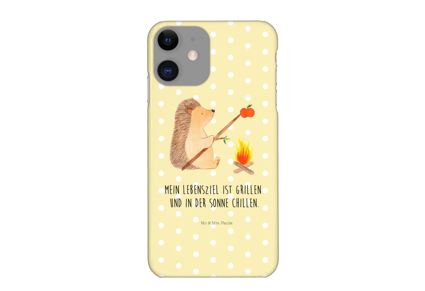 Mr. & Mrs. Panda Handyhülle Igel Grillen - Gelb Pastell - Geschenk, Smartphone Hülle, Iphone 11 von Mr. & Mrs. Panda