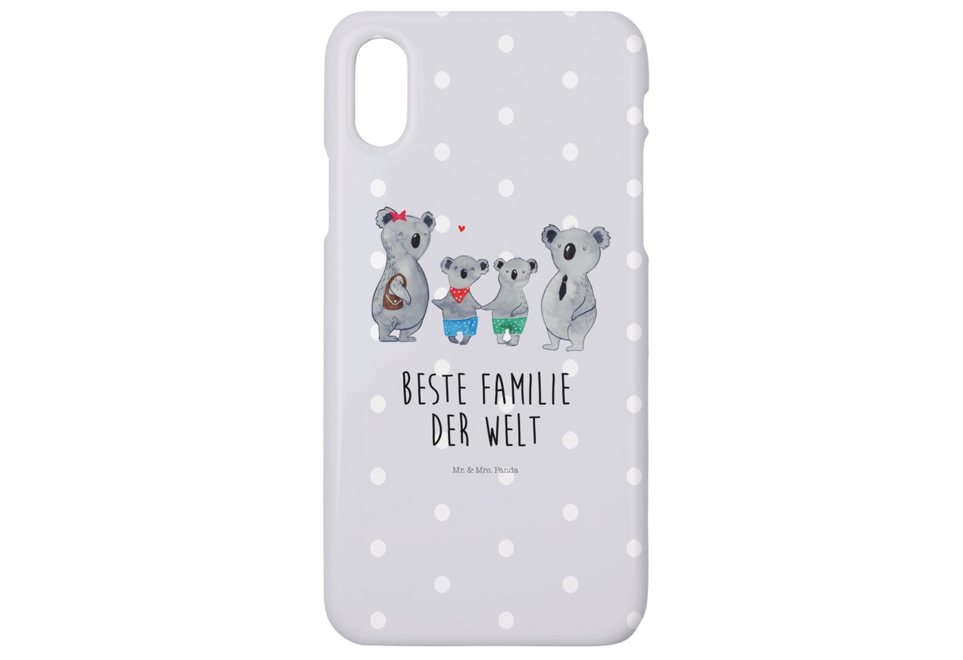 Mr. & Mrs. Panda Handyhülle Koala Familie zwei - Grau Pastell - Geschenk, Iphone 10, Hülle, Cover von Mr. & Mrs. Panda