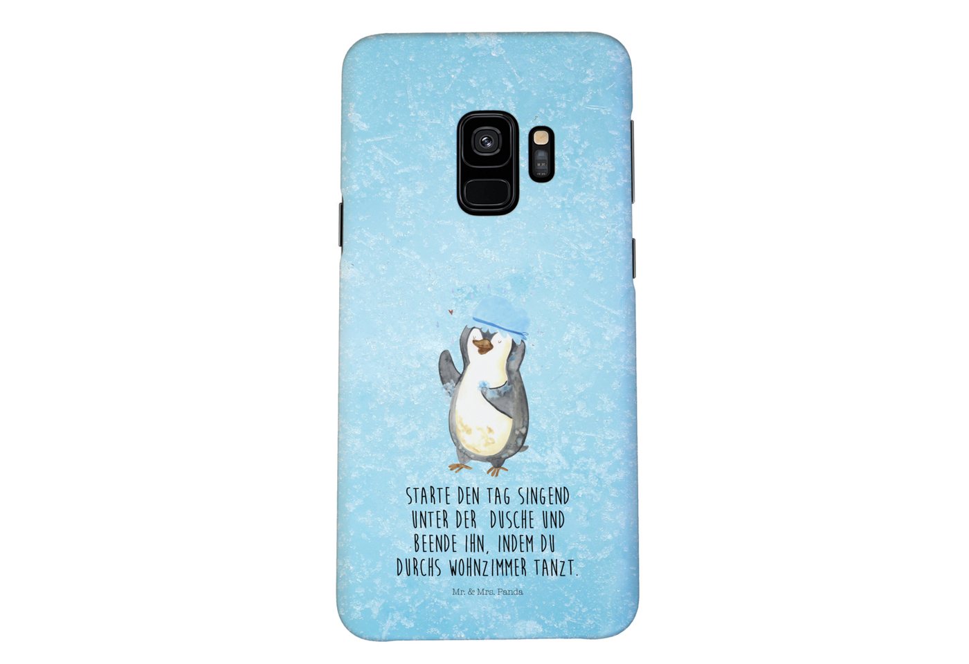 Mr. & Mrs. Panda Handyhülle Pinguin duscht - Eisblau - Geschenk, Samsung Galaxy S9, Handyhülle, M von Mr. & Mrs. Panda