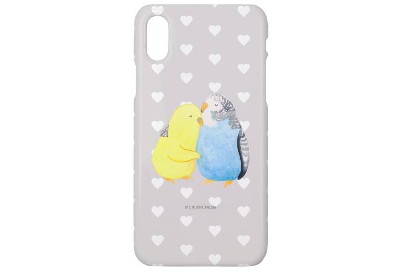 Mr. & Mrs. Panda Handyhülle Wellensittich Liebe - Grau Pastell - Geschenk, Iphone X, Cover, Kusch von Mr. & Mrs. Panda
