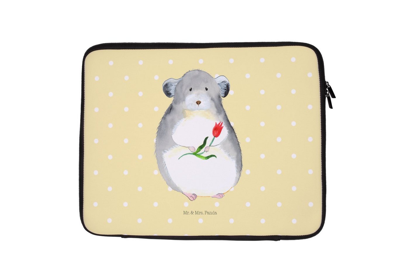 Mr. & Mrs. Panda Laptop-Hülle 27 x 36 cm Chinchilla Blume - Gelb Pastell - Geschenk, Kummer, Gute L, Liebevolle Designs von Mr. & Mrs. Panda