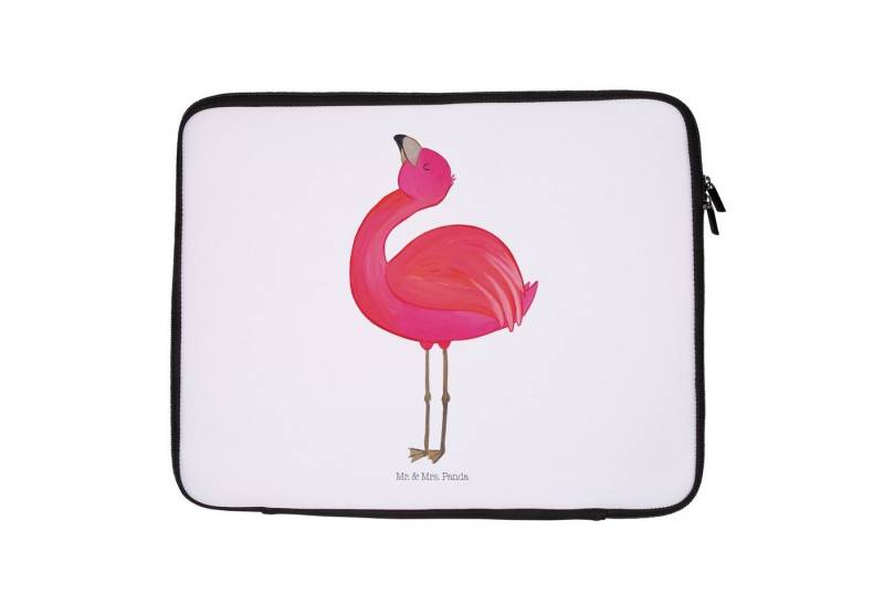 Mr. & Mrs. Panda Laptop-Hülle 27 x 36 cm Flamingo Stolz - Weiß - Geschenk, Selbstliebe, beste Freun, Robuster Reißverschluss von Mr. & Mrs. Panda