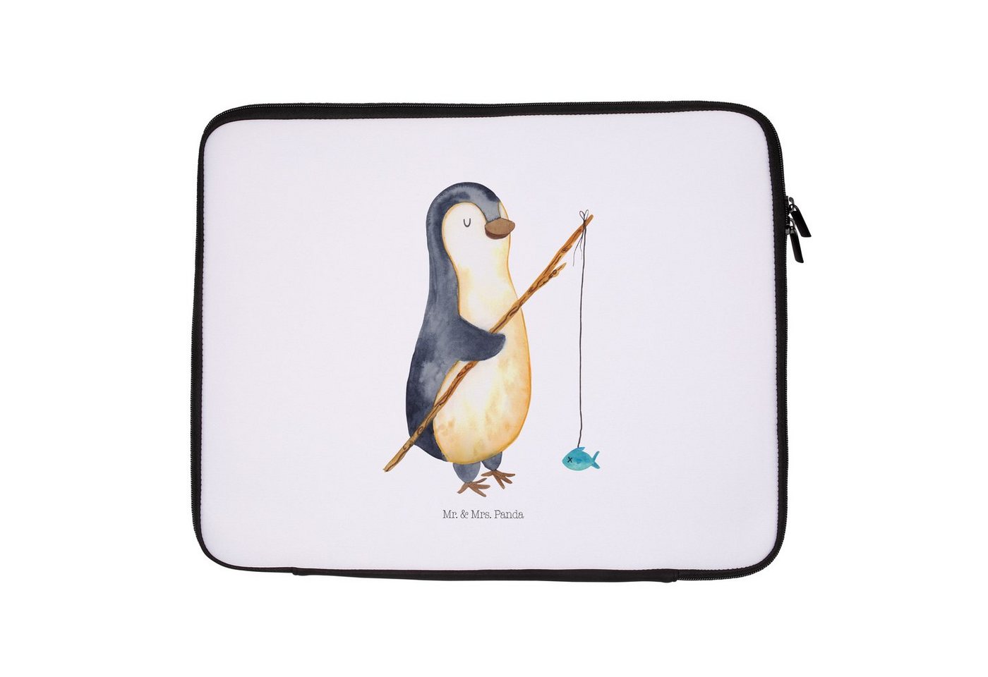 Mr. & Mrs. Panda Laptop-Hülle 27 x 36 cm Pinguin Angler - Weiß - Geschenk, Notebook Tasche, Wochene, Wasserabweisend von Mr. & Mrs. Panda