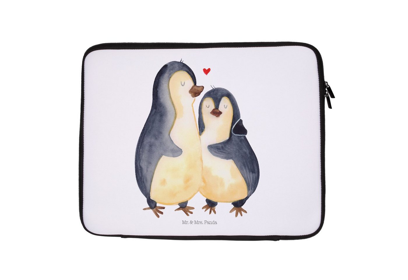 Mr. & Mrs. Panda Laptop-Hülle 27 x 36 cm Pinguin umarmen - Weiß - Geschenk, Notebook Schutz, Hochze, Robuster Reißverschluss von Mr. & Mrs. Panda