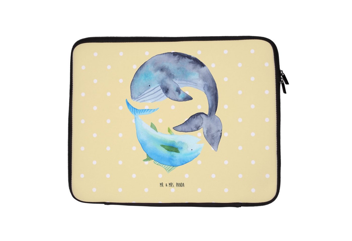 Mr. & Mrs. Panda Laptop-Hülle 27 x 36 cm Walfisch Thunfisch - Gelb Pastell - Geschenk, Tasche, Spru, Wasserabweisend von Mr. & Mrs. Panda