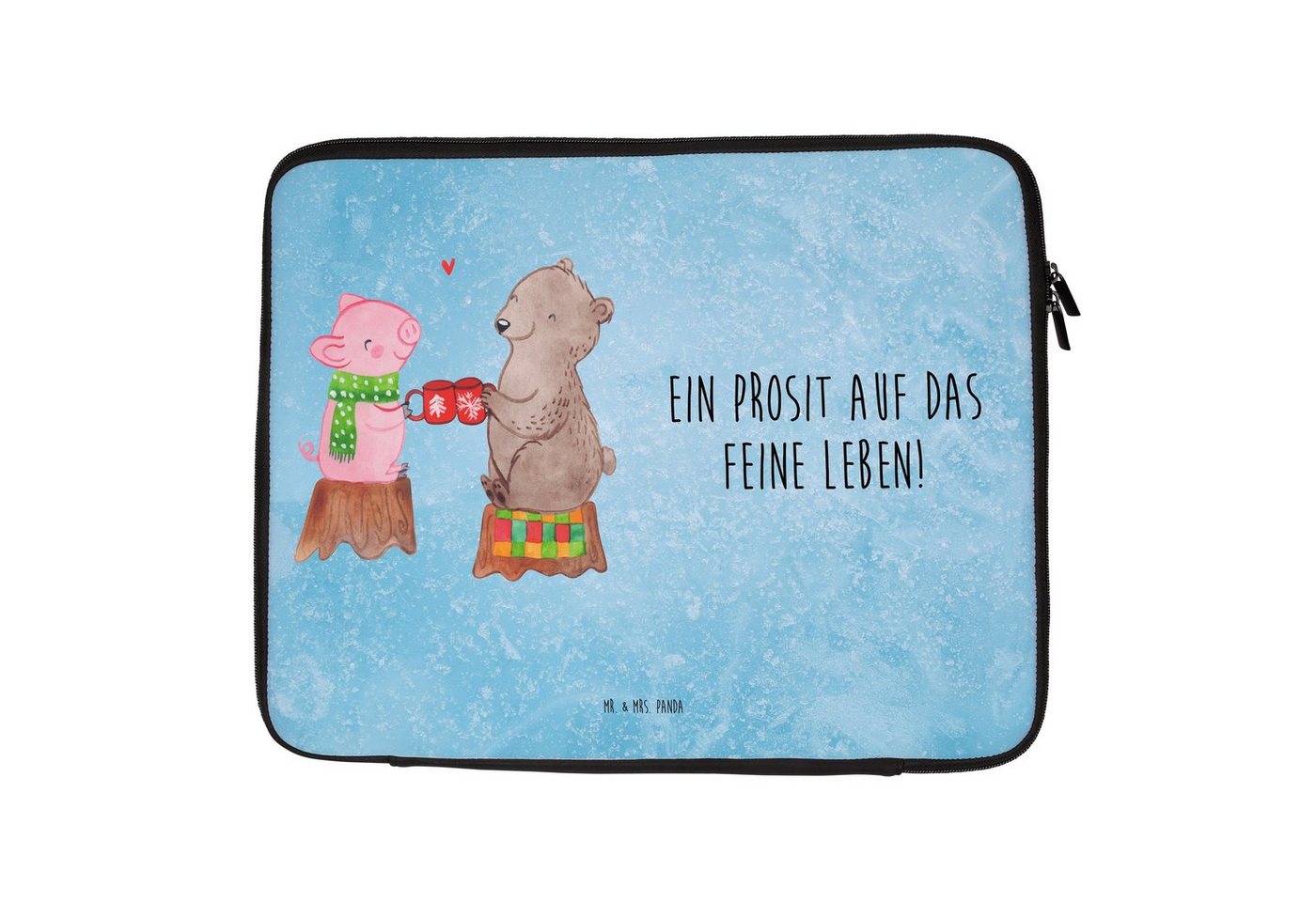 Mr. & Mrs. Panda Laptop-Hülle 33 x 42 cm Glühschwein Sause - Eisblau - Geschenk, Alles Gute, Advent, Strapazierfähig von Mr. & Mrs. Panda