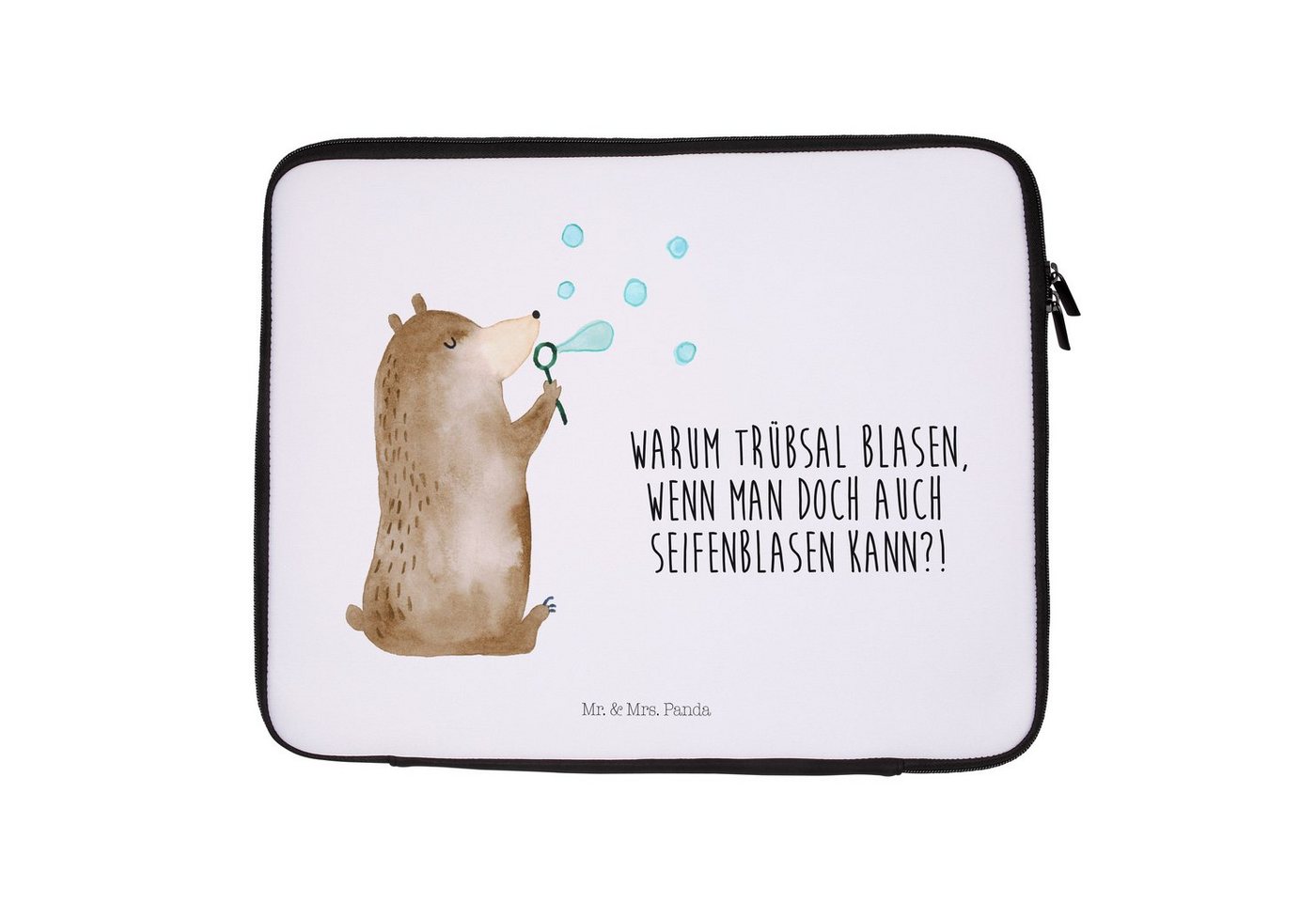 Mr. & Mrs. Panda Laptop-Hülle Bär Seifenblasen - Weiß - Geschenk, Tasche, Teddybär, Seifenblasen Bä von Mr. & Mrs. Panda