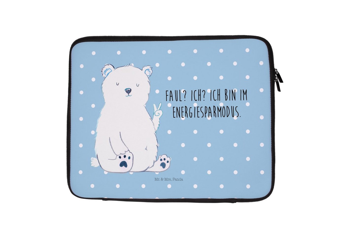 Mr. & Mrs. Panda Laptop-Hülle Eisbär Faul - Blau Pastell - Geschenk, Notebook Tasche, Tasche, Teddy von Mr. & Mrs. Panda