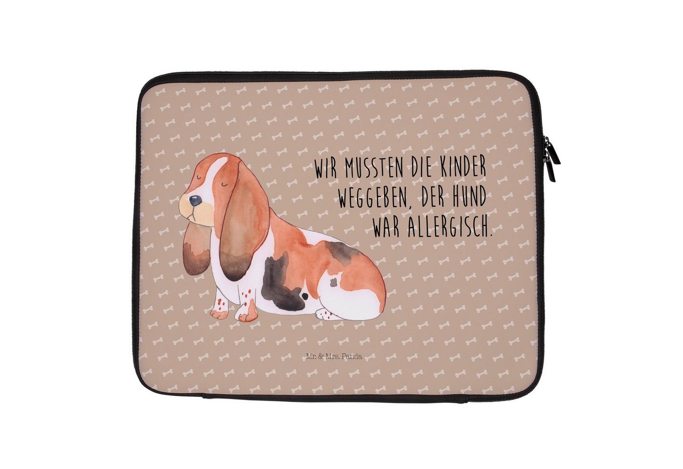 Mr. & Mrs. Panda Laptop-Hülle Hund Basset Hound - Hundeglück - Geschenk, Notebook Tasche, süß, kind von Mr. & Mrs. Panda