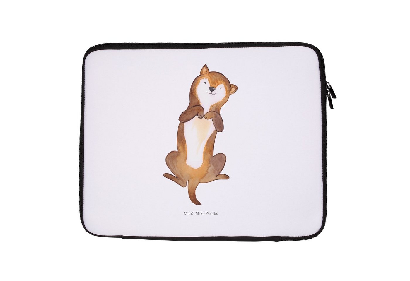 Mr. & Mrs. Panda Laptop-Hülle Hund Bauchkraulen - Weiß - Geschenk, Hundebesitzer, Hunde, Tasche, Hu von Mr. & Mrs. Panda