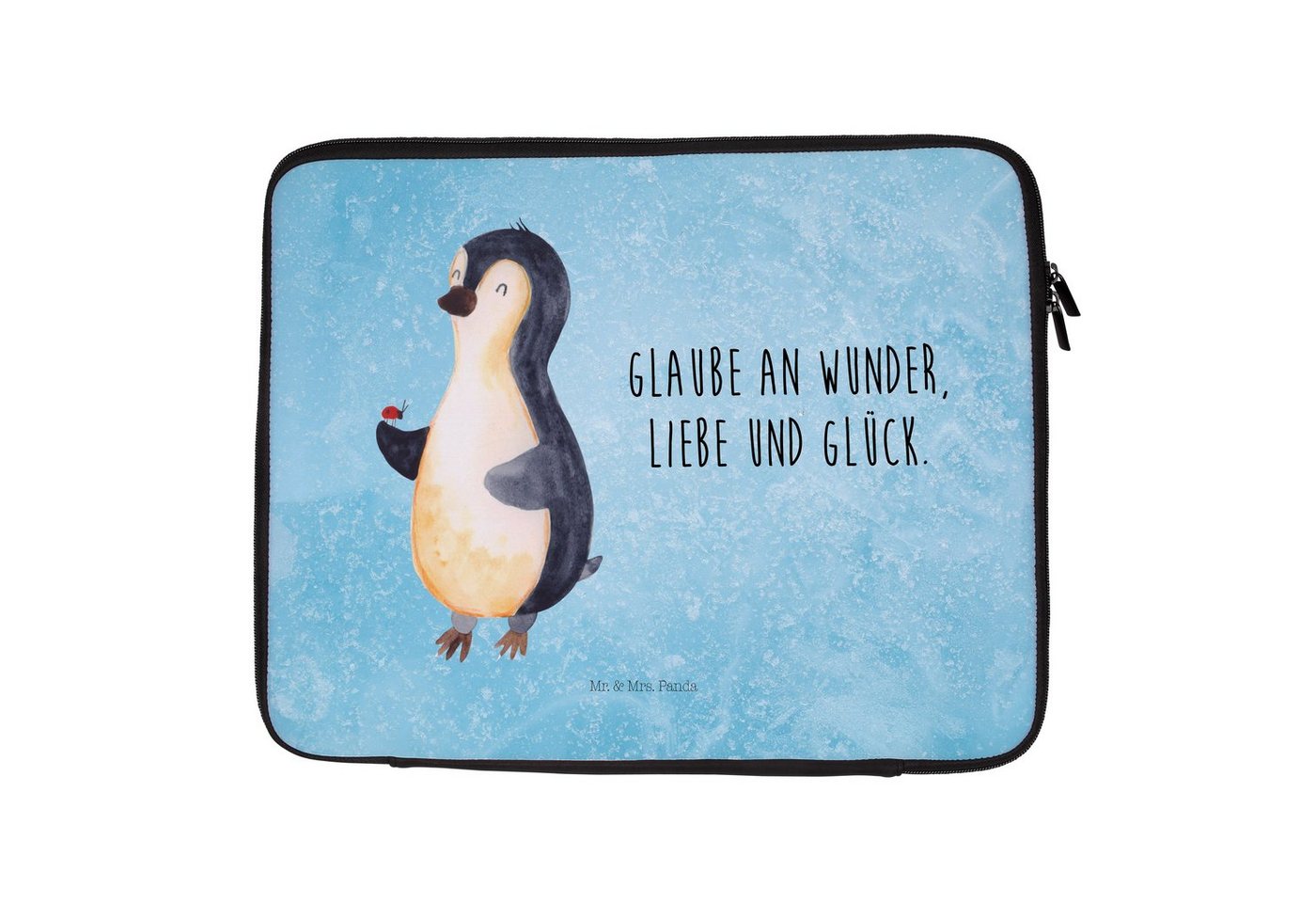 Mr. & Mrs. Panda Laptop-Hülle Pinguin Marienkäfer - Eisblau - Geschenk, kleine Wunder, Pinguine, Da von Mr. & Mrs. Panda