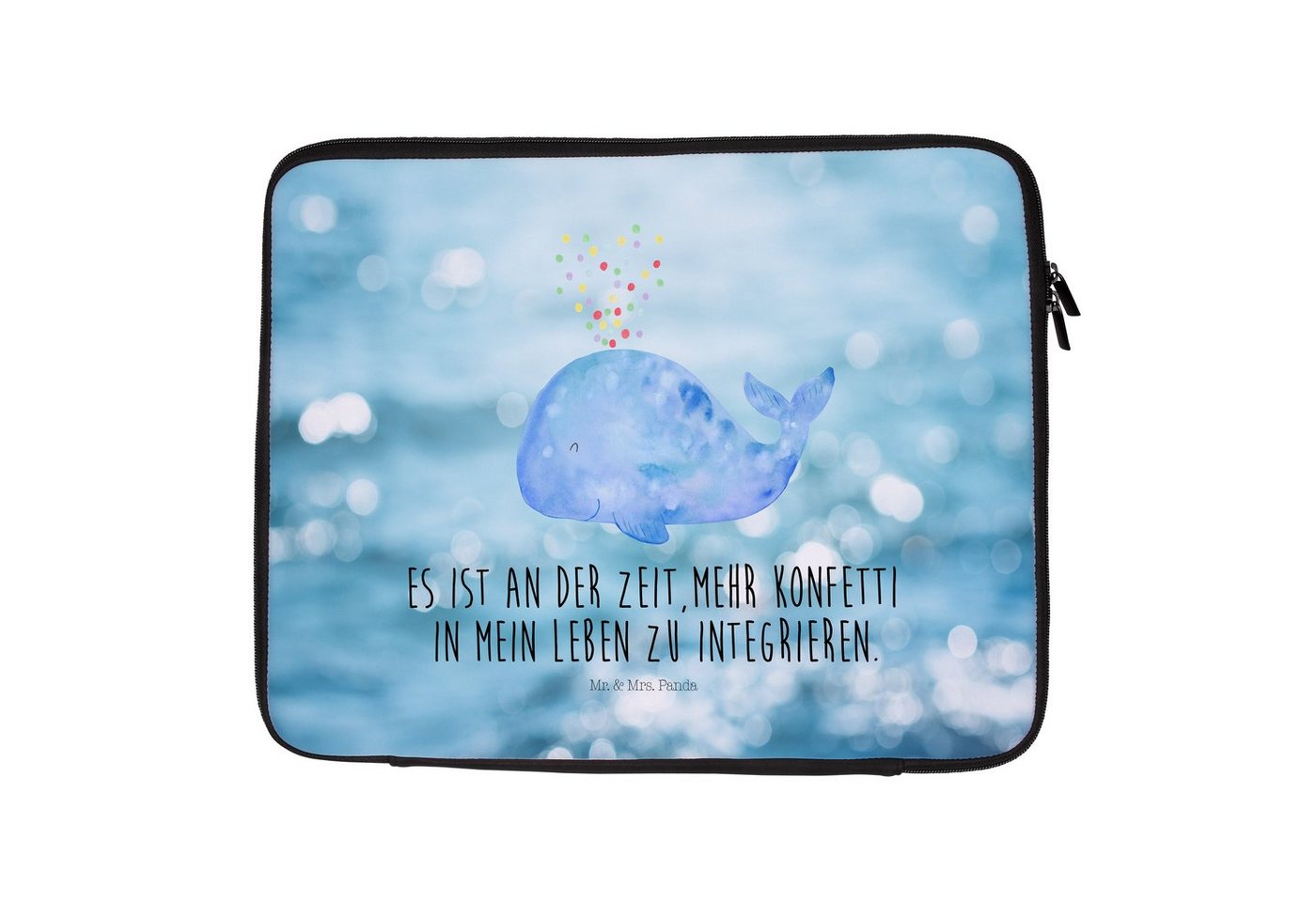 Mr. & Mrs. Panda Laptop-Hülle Wal Konfetti - Oceanblue - Geschenk, Notebook Tasche, Tasche, Urlaub von Mr. & Mrs. Panda
