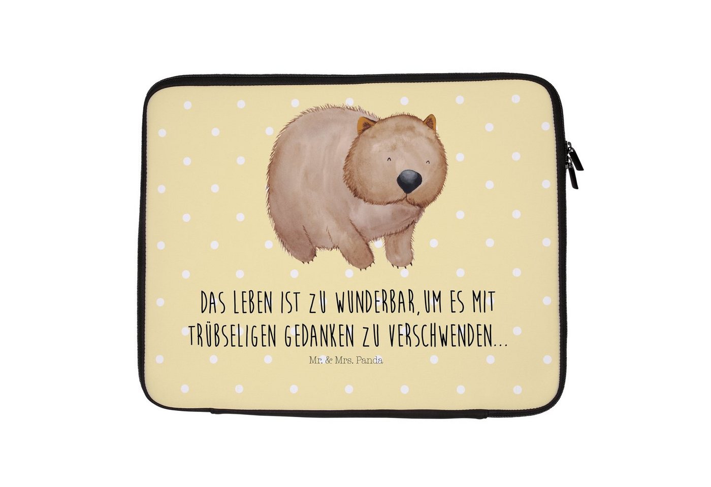 Mr. & Mrs. Panda Laptop-Hülle Wombat - Gelb Pastell - Geschenk, Gute Laune, Schutzhülle, lustige Sp von Mr. & Mrs. Panda