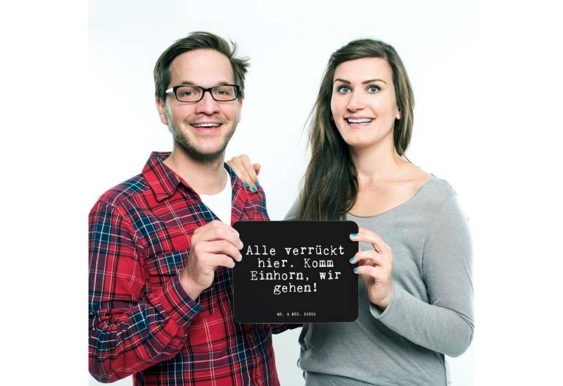 Mr. & Mrs. Panda Mauspad Alle verrückt hier. Komm... - Schwarz - Geschenk, Spruch, Designer Ma (1-St) von Mr. & Mrs. Panda