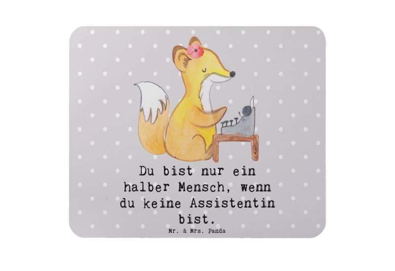 Mr. & Mrs. Panda Mauspad Assistentin Herz - Grau Pastell - Geschenk, Mousepad, Ausbildung, Arb (1-St), Ergonomisch von Mr. & Mrs. Panda