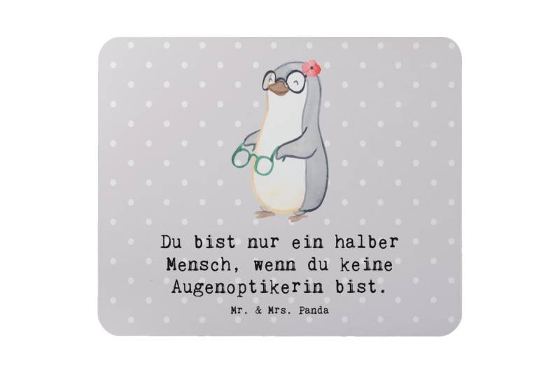 Mr. & Mrs. Panda Mauspad Augenoptikerin Herz - Grau Pastell - Geschenk, Arbeitszimmer, Brillen (1-St), Ergonomisch von Mr. & Mrs. Panda