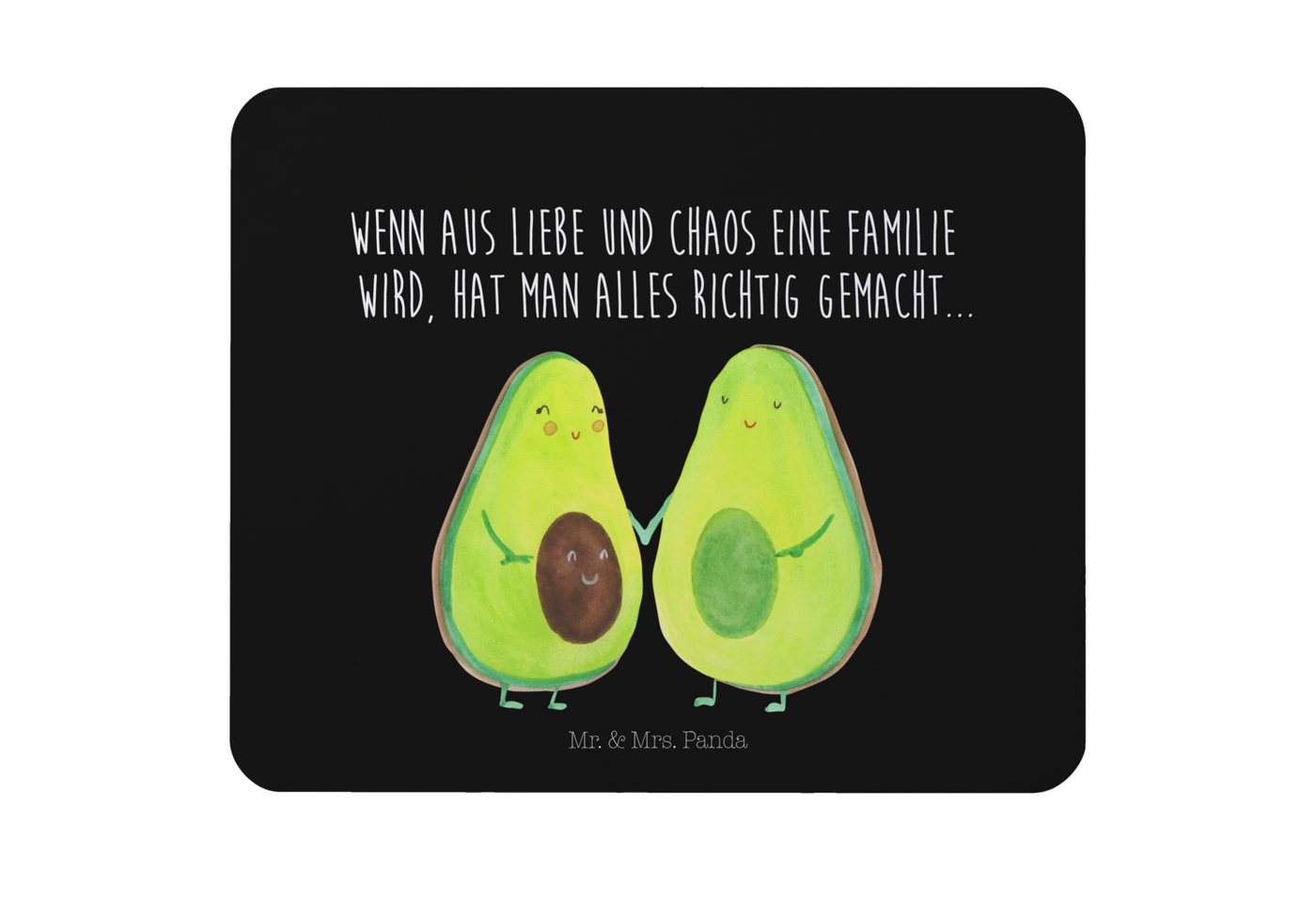 Mr. & Mrs. Panda Mauspad Avocado Pärchen - Gelb Pastell - Geschenk, Familie, Vegan, PC Zubehör (1-St), Made in Germany von Mr. & Mrs. Panda