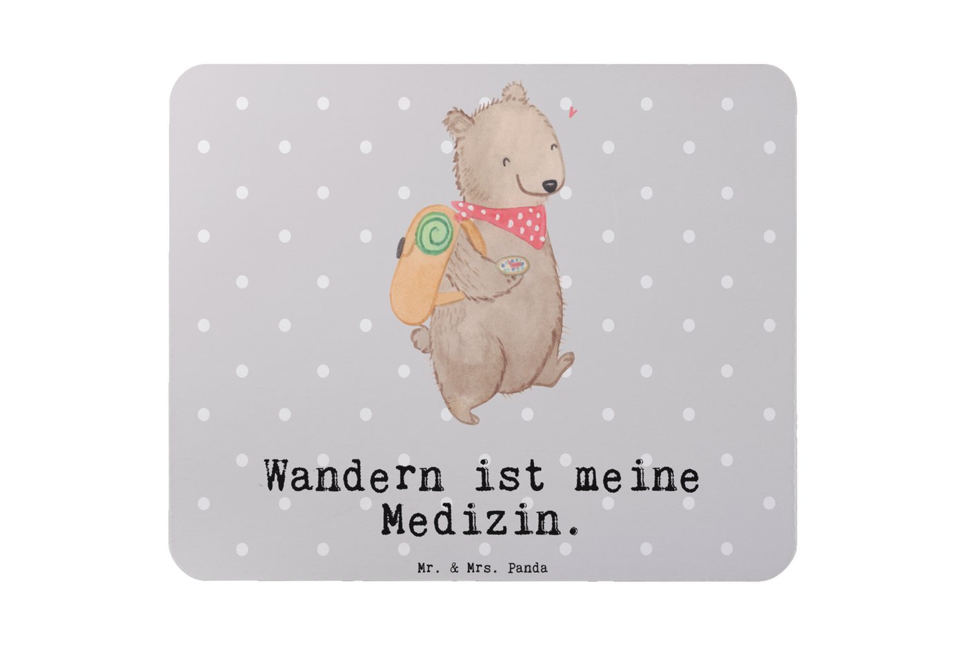 Mr. & Mrs. Panda Mauspad Bär Wandern - Grau Pastell - Geschenk, PC Zubehör, Natur entdecken, H (1-St), rutschfest von Mr. & Mrs. Panda