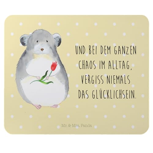 Mr. & Mrs. Panda Mauspad Chinchilla Blume - Geschenk, Mousepad, Einzigartiges Mauspad, Tiere, Depressionen, Büroalltag, Gute Laune, Arbeitszimmer, von Mr. & Mrs. Panda