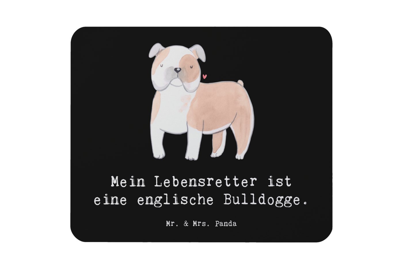 Mr. & Mrs. Panda Mauspad Englische Bulldogge Lebensretter - Schwarz - Geschenk, Einzigartiges (1-St), Ergonomisch geformt von Mr. & Mrs. Panda