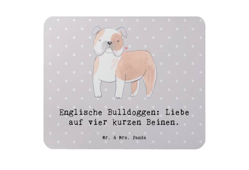Mr. & Mrs. Panda Mauspad Englische Bulldogge Liebe - Grau Pastell - Geschenk, Liebe auf vier k (1-St) von Mr. & Mrs. Panda