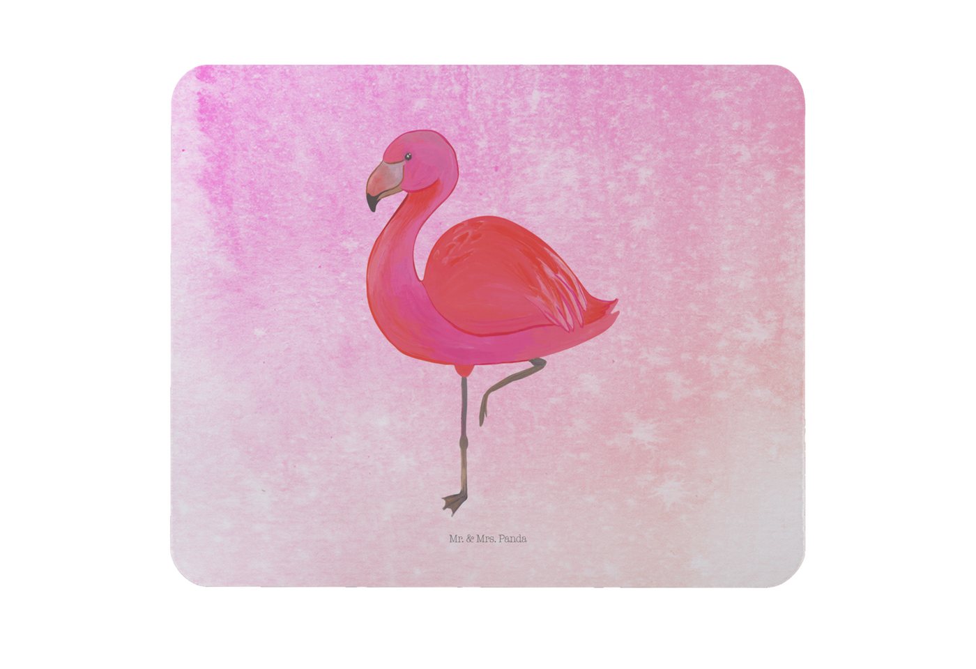 Mr. & Mrs. Panda Mauspad Flamingo Classic - Aquarell Pink - Geschenk, PC Zubehör, prächtig, Ar (1-St), Ergonomisch geformt von Mr. & Mrs. Panda