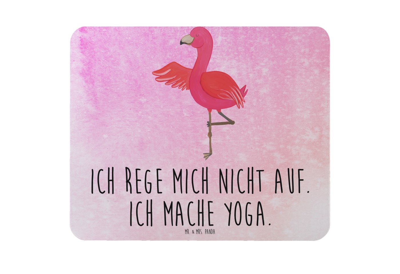 Mr. & Mrs. Panda Mauspad Flamingo Yoga - Aquarell Pink - Geschenk, Mousepad, Büroausstattung, (1-St), Rutschfest von Mr. & Mrs. Panda