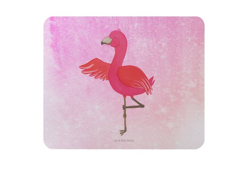 Mr. & Mrs. Panda Mauspad Flamingo Yoga - Aquarell Pink - Geschenk, Tiefenentspannung, Baum, Yo (1-St), rutschfest von Mr. & Mrs. Panda