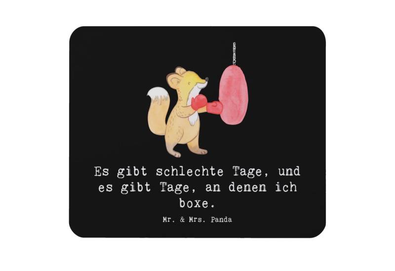 Mr. & Mrs. Panda Mauspad Fuchs Boxen - Schwarz - Geschenk, Dankeschön, Auszeichnung, Boxkampf, (Packung, 1-St., Mauspad Fuchs Boxen Tage), Bezauberndes Design von Mr. & Mrs. Panda