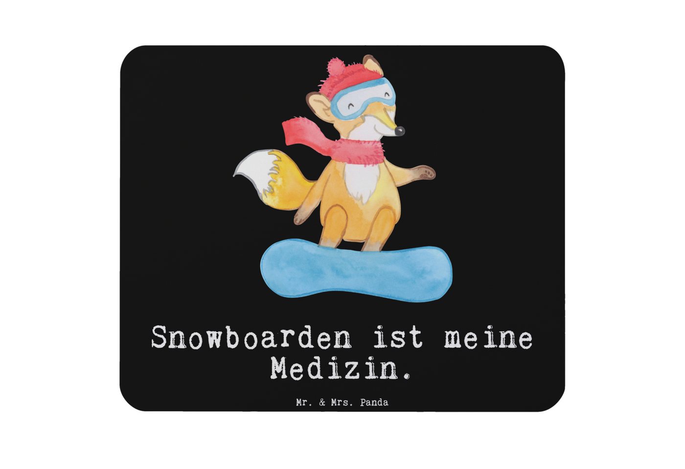 Mr. & Mrs. Panda Mauspad Fuchs Snowboarden Medizin - Schwarz - Geschenk, Sport, Mousepad, Gewi (1-St) von Mr. & Mrs. Panda