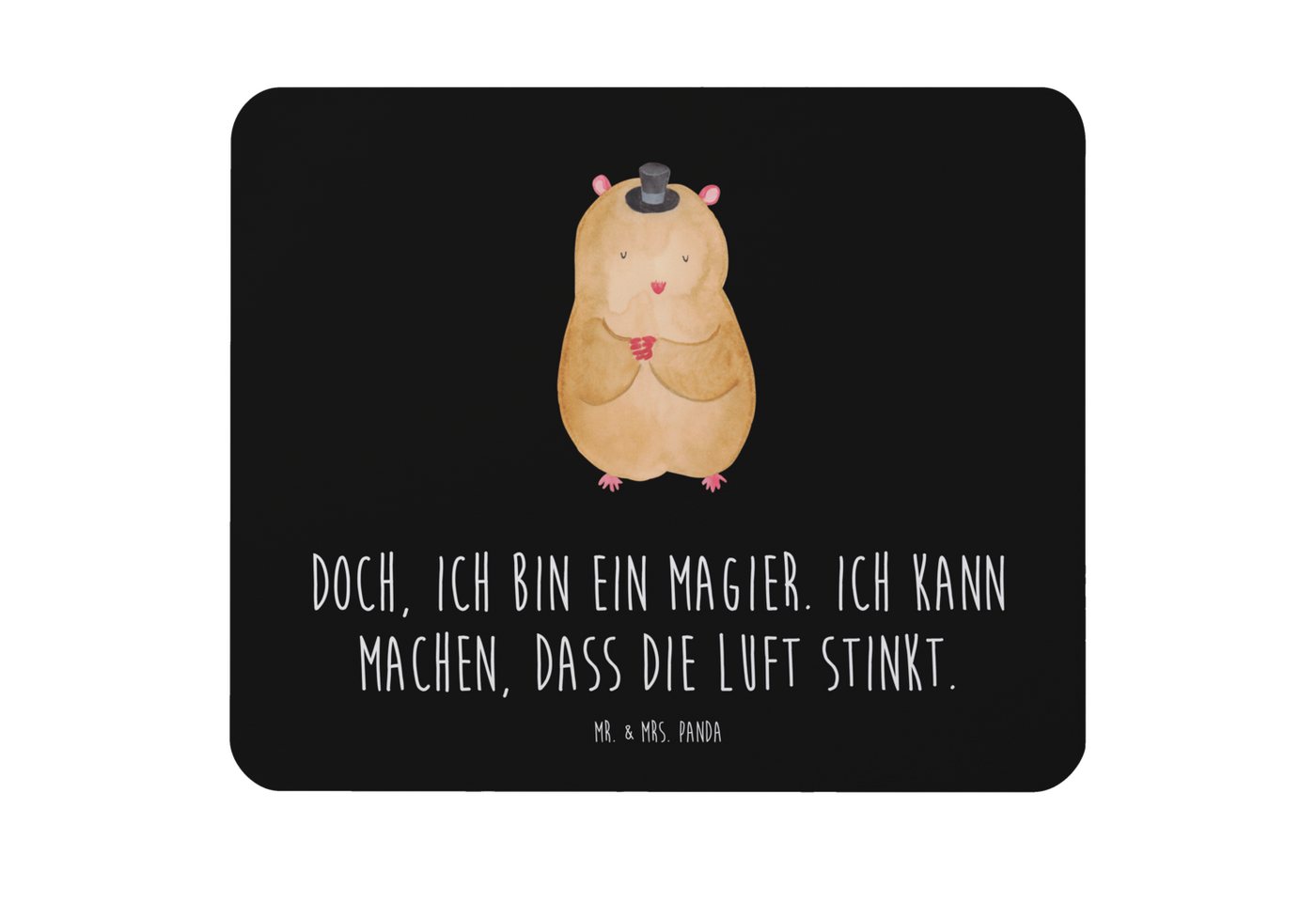 Mr. & Mrs. Panda Mauspad Hamster Hut - Schwarz - Geschenk, Mousepad, Gute Laune, Zylinder, Com (Packung, 1-St., Mauspad Hamster mit Hut), Rutschfest von Mr. & Mrs. Panda