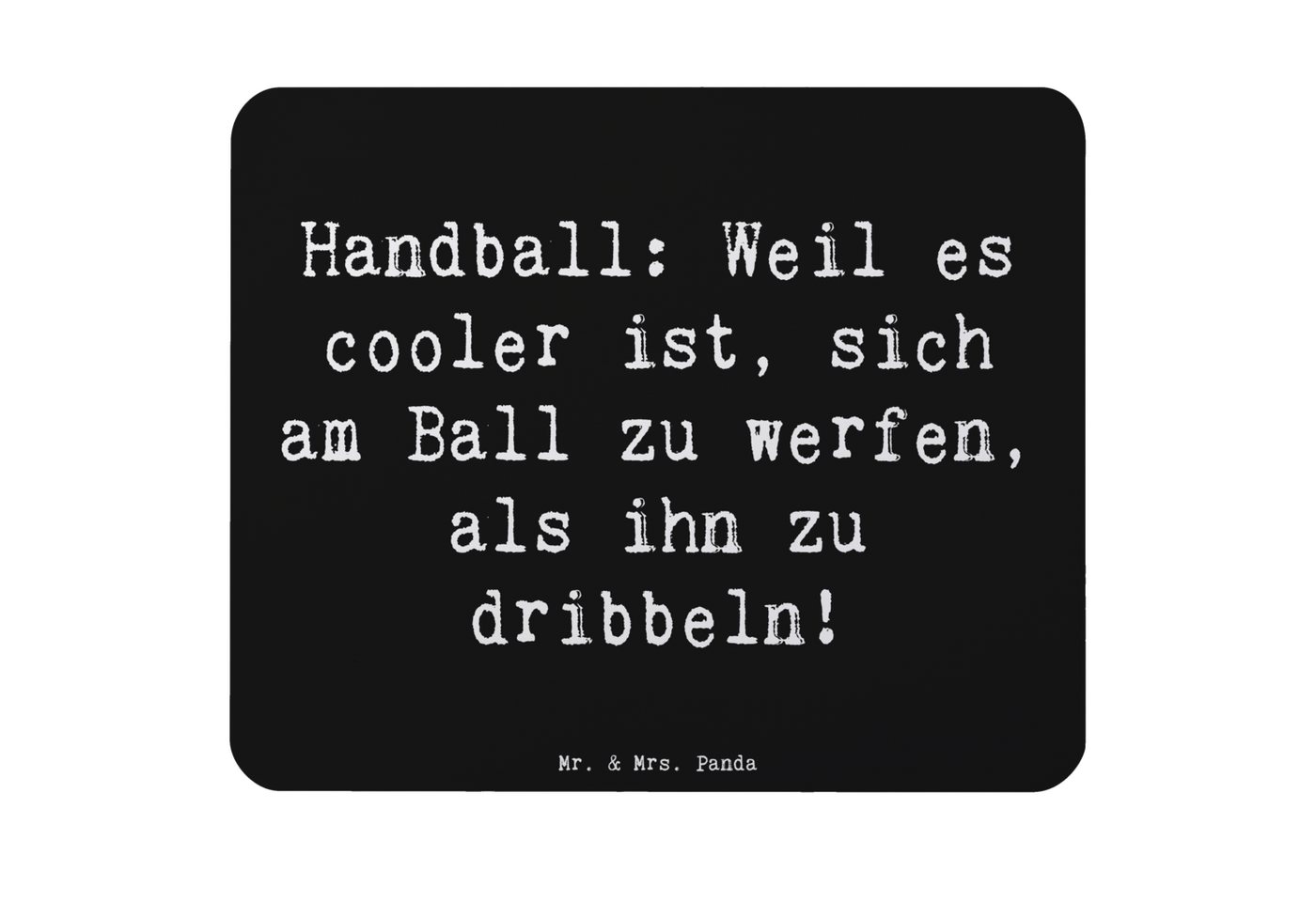 Mr. & Mrs. Panda Mauspad Handball Action - Schwarz - Geschenk, Spielfeldhelden, PC Zubehör, Bü (1-St), Ergonomisch geformt von Mr. & Mrs. Panda