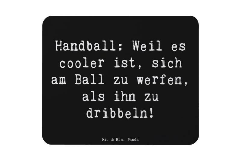Mr. & Mrs. Panda Mauspad Handball Action - Schwarz - Geschenk, Spielfeldhelden, PC Zubehör, Bü (1-St), Ergonomisch geformt von Mr. & Mrs. Panda