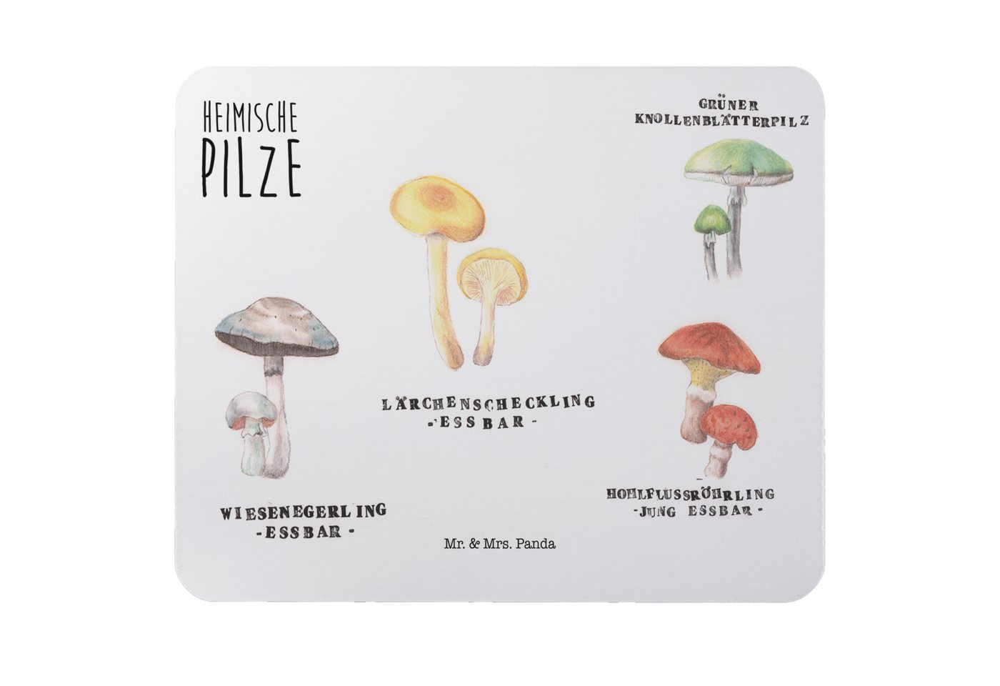 Mr. & Mrs. Panda Mauspad Heimische Pilze - Geschenk, Dekoration, Arbeitszimmer, Frühlings Deko (Packung, 1-St., Mauspad Heimische Pilze), Schickes Design von Mr. & Mrs. Panda