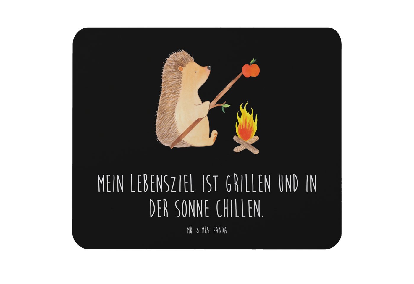 Mr. & Mrs. Panda Mauspad Igel Grillen - Schwarz - Geschenk, Arbeitszimmer, Büroausstattung, lu (1-St), Schickes Design von Mr. & Mrs. Panda