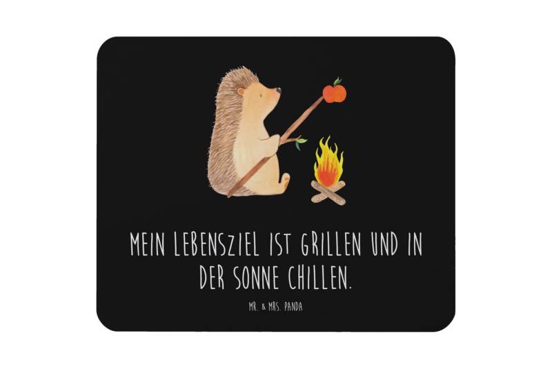 Mr. & Mrs. Panda Mauspad Igel Grillen - Schwarz - Geschenk, Arbeitszimmer, Büroausstattung, lu (1-St), Schickes Design von Mr. & Mrs. Panda