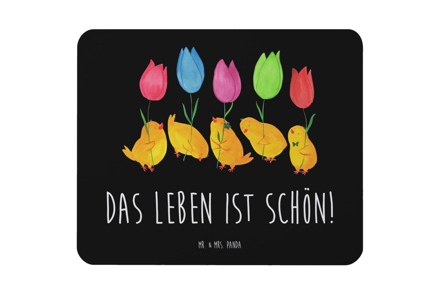 Mr. & Mrs. Panda Mauspad Küken Parade - Schwarz - Geschenk, Ostern, Designer Mauspad, Mousepad (Packung, 1-St., Mauspad Küken Parade), Bezauberndes Design von Mr. & Mrs. Panda