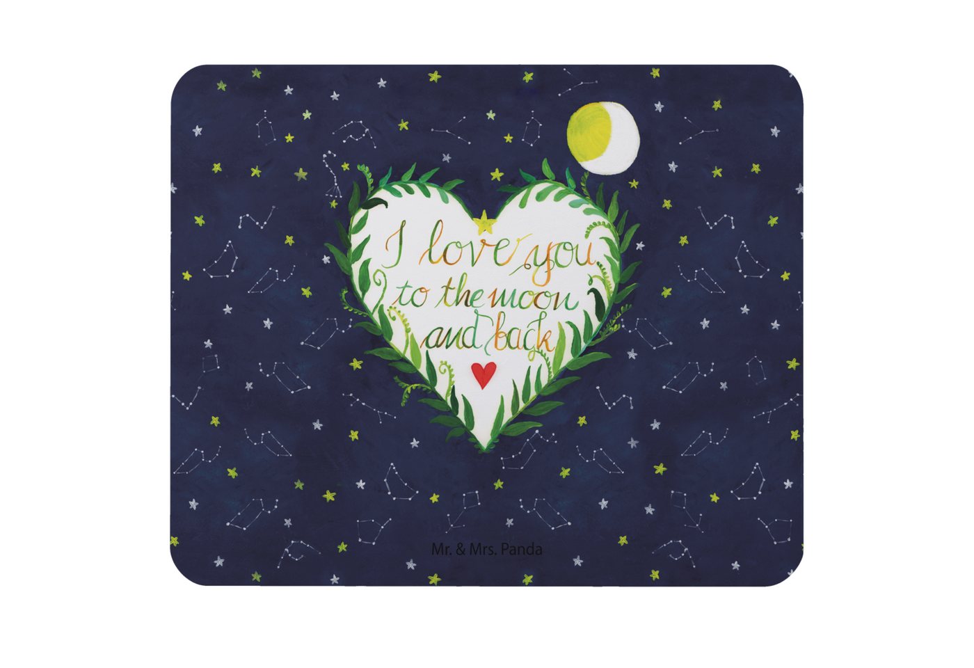Mr. & Mrs. Panda Mauspad Love u to the moon & back - Geschenk, PC Zubehör, Mauspad, Designer M (Packung, 1-St., Mauspad Love u to the moon & back), Ergonomischer Komfort von Mr. & Mrs. Panda
