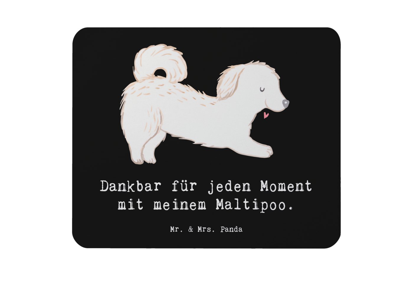 Mr. & Mrs. Panda Mauspad Maltipoo Moment - Schwarz - Geschenk, Arbeitszimmer, Tierfreund, Einz (Packung, 1-St., Mauspad Maltipoo Moment), Rutschfest von Mr. & Mrs. Panda