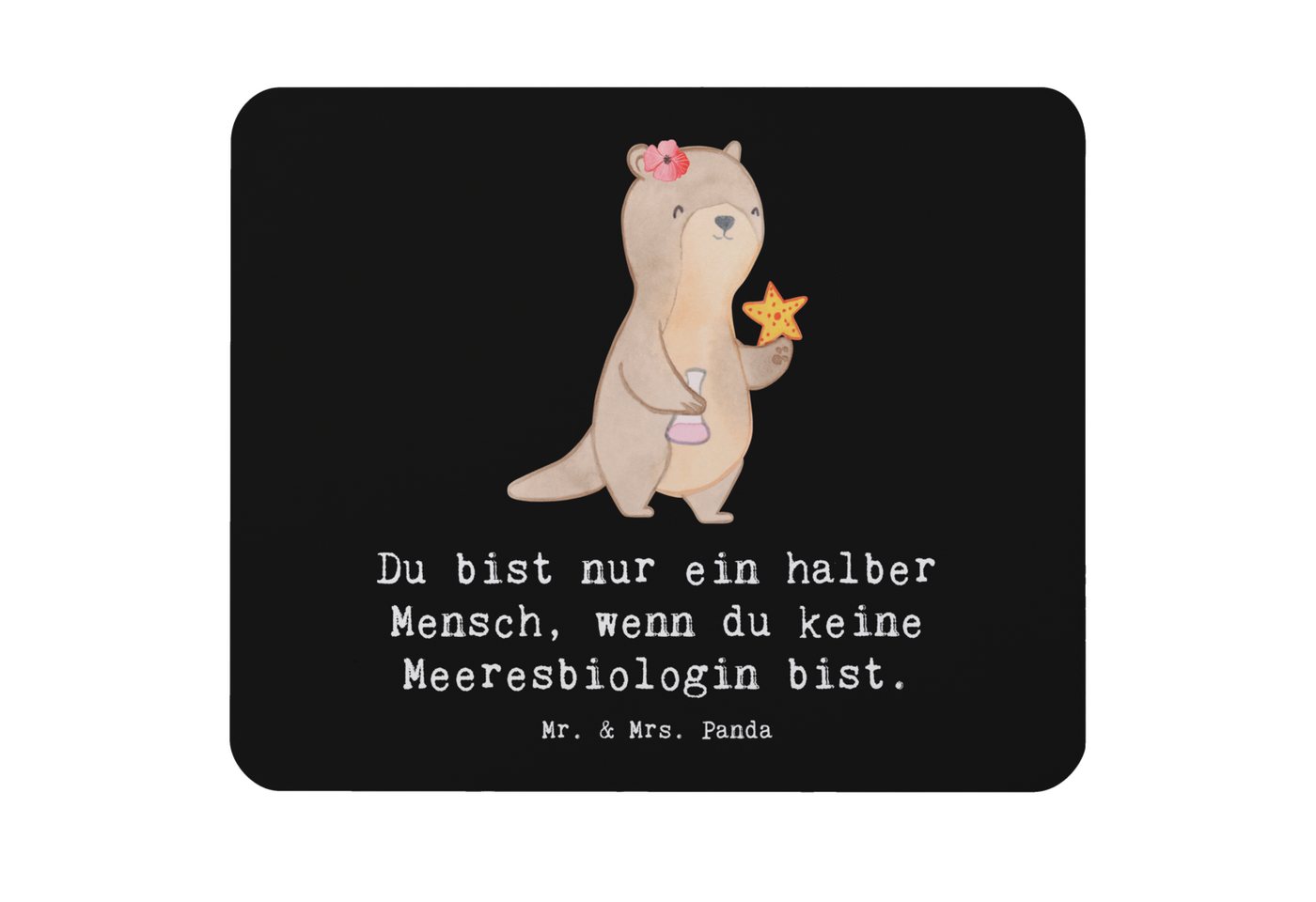 Mr. & Mrs. Panda Mauspad Meeresbiologin Herz - Schwarz - Geschenk, Computer zubehör, PC Zubehö (Packung, 1-St., Mauspad Meeresbiologin mit Herz), Rutschfest von Mr. & Mrs. Panda