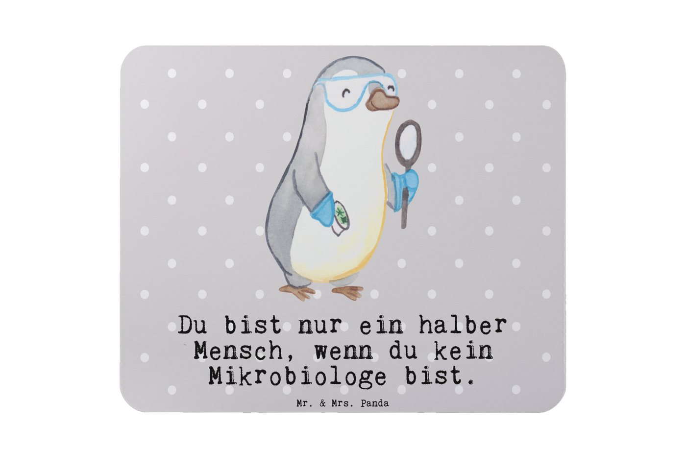 Mr. & Mrs. Panda Mauspad Mikrobiologe Herz - Grau Pastell - Geschenk, Abschied, Mousepad, Labo (1-St), Made in Germany von Mr. & Mrs. Panda