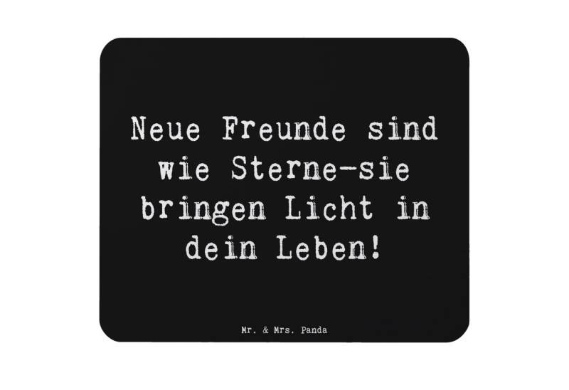Mr. & Mrs. Panda Mauspad Neue Freunde finden - Schwarz - Geschenk, Inspiration, Designer Mausp (1-St), Ergonomisch geformt von Mr. & Mrs. Panda