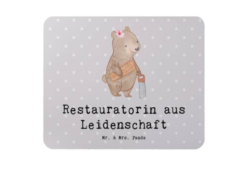 Mr. & Mrs. Panda Mauspad Restauratorin Leidenschaft - Grau Pastell - Geschenk, Rente, Schenken (Packung, 1-St., Mauspad Restauratorin aus Leidenschaft), Bezauberndes Design von Mr. & Mrs. Panda