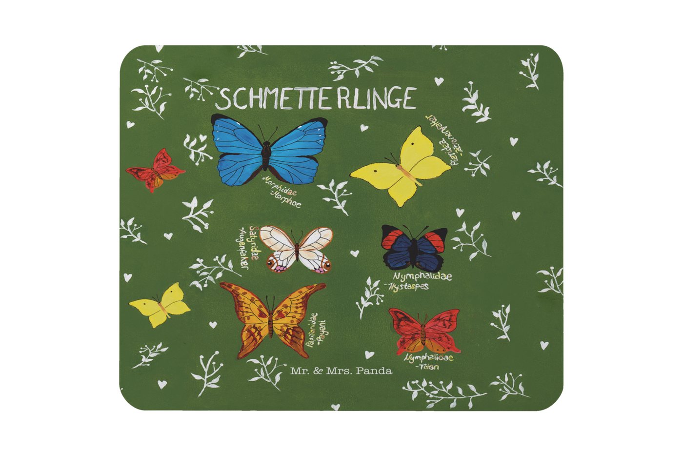 Mr. & Mrs. Panda Mauspad Schmetterlinge - Geschenk, Deko Wohnung, Abenteuer, Natur, Mausunterl (Packung, 1-St., Mauspad Schmetterlinge), Bezauberndes Design von Mr. & Mrs. Panda