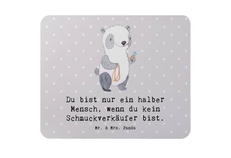 Mr. & Mrs. Panda Mauspad Schmuckverkäufer Herz - Grau Pastell - Geschenk, Ausbildung, Eröffnun (Packung, 1-St., Mauspad Schmuckverkäufer mit Herz), Bezauberndes Design von Mr. & Mrs. Panda