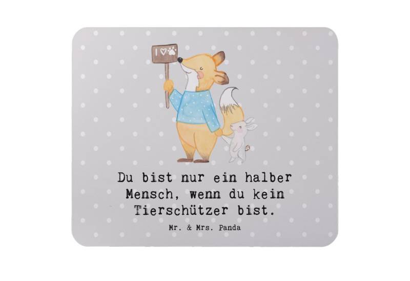 Mr. & Mrs. Panda Mauspad Tierschützer Herz - Grau Pastell - Geschenk, Firma, Rente, Mauspad, M (Packung, 1-St., Mauspad Tierschützer mit Herz), Ergonomisch von Mr. & Mrs. Panda