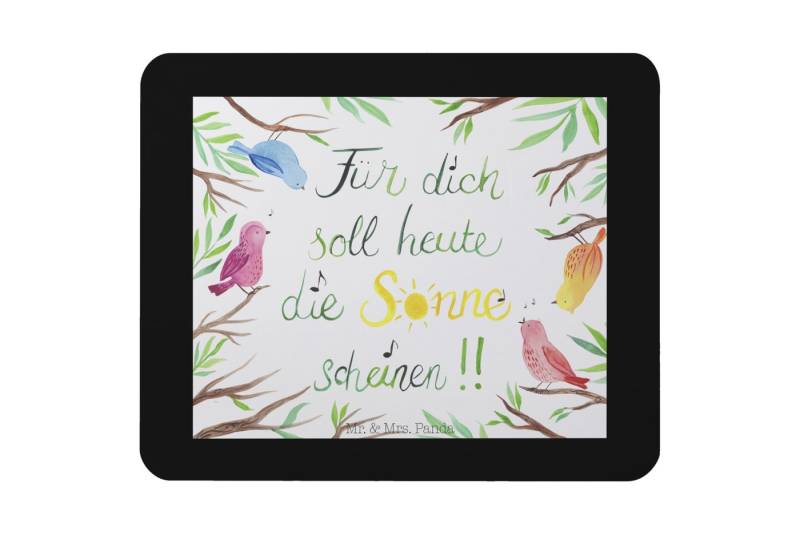 Mr. & Mrs. Panda Mauspad Vögel Sonne - Geschenk, Büroausstattung, Natur, Sommer Deko, Mausunte (Packung, 1-St., Mauspad Vögel Sonne), Bezauberndes Design von Mr. & Mrs. Panda