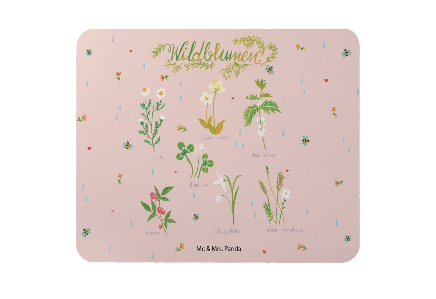 Mr. & Mrs. Panda Mauspad Wildblumen - Geschenk, Arbeitszimmer, Mausunterlage, Mauspad, PC Zube (Packung, 1-St., Mauspad Wildblumen), Schickes Design von Mr. & Mrs. Panda